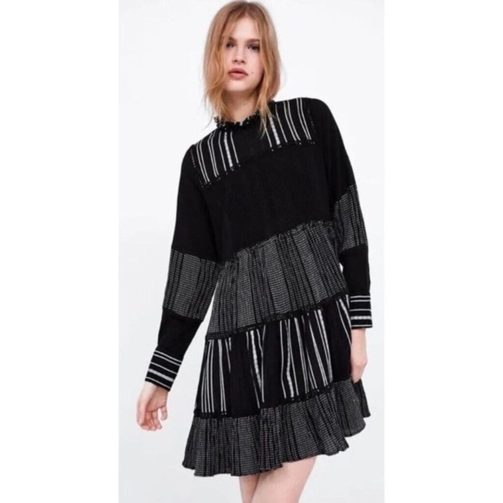 Zara Tiered Mock Neck Dress- M